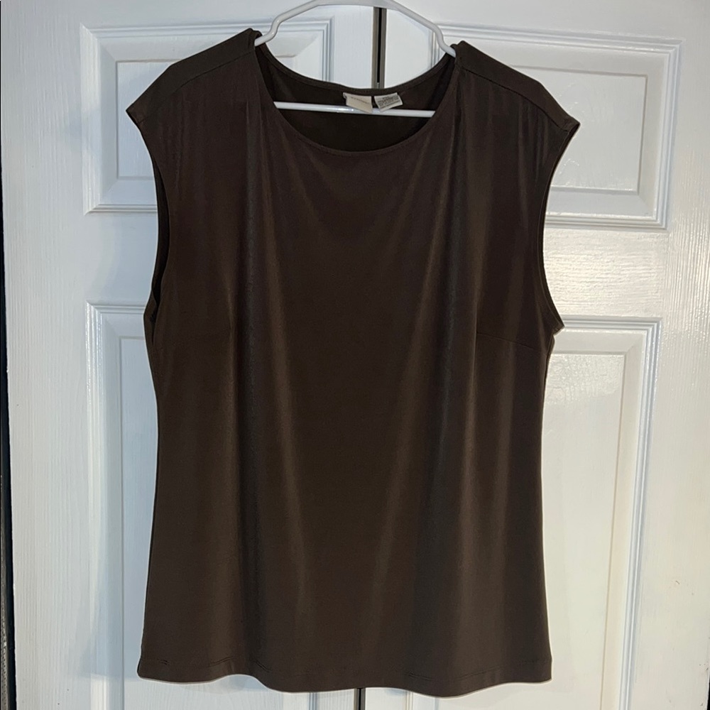 Merona Brown Sleeveless Blouse Classic Style